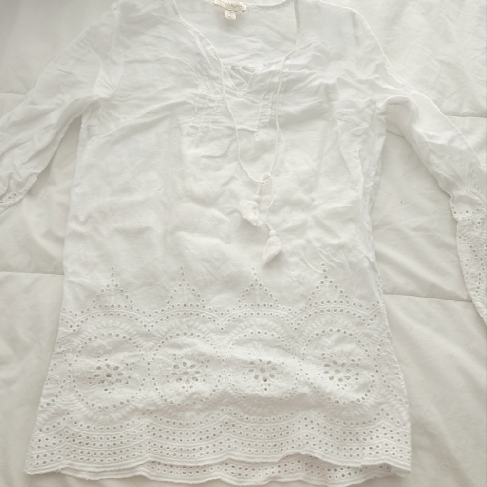 Embroidered linen blouse size M